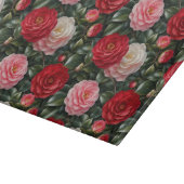 豪華な椿の花と葉 カッティングボード (角)