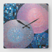 豪華な楕円：青とピンクの色合い(抽象芸術) スクエア壁時計 (正面)