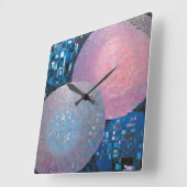 豪華な楕円：青とピンクの色合い(抽象芸術) スクエア壁時計 (傾斜)