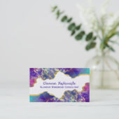 豪華な水の色の火オパールジェムストーンデザイン 名刺 (スタンド正面)