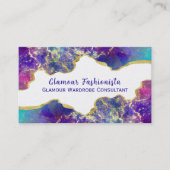 豪華な水の色の火オパールジェムストーンデザイン 名刺 (正面)