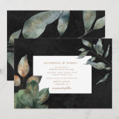 豪華な水彩画の植物のウェディング 招待状 (正面/裏面)