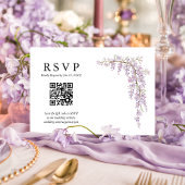豪華な水彩藤QRコード ウェディングRSVP 出欠カード