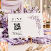 豪華な水彩藤QRコード ウェディングRSVP 出欠カード