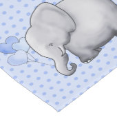 豪華な水玉模様の青色児象の子供部屋 ショートテーブルランナー (コーナー)