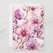 豪華な水色ピンクオーキッドブライダル 招待状 (裏面)