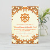 豪華な法輪（ダルマチャクラ）インドの結婚式招待状 招待状 (スタンド正面)