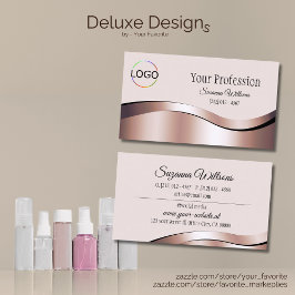 豪華な波形のバラ金ゴールドデコールとブランディングロゴ 名刺