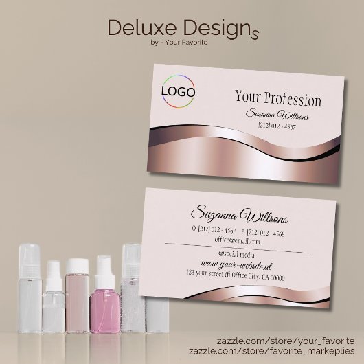 豪華な波形のバラ金ゴールドデコールとブランディングロゴ 名刺