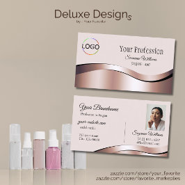 豪華な波形のバラ金ゴールドデコールとロゴ写真 名刺