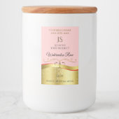 豪華な波状金ゴールドデコール明るい赤モノグラムラベル フードラベル (正面)