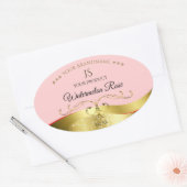 豪華な波状金ゴールドデコール明るい赤モノグラムラベル 楕円形シール (封筒)