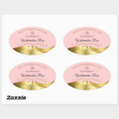 豪華な波状金ゴールドデコール明るい赤モノグラムラベル 楕円形シール (シート)