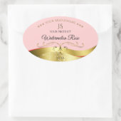 豪華な波状金ゴールドデコール明るい赤モノグラムラベル 楕円形シール (バッグ)