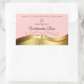 豪華な波状金ゴールドデコール明るい赤モノグラムラベル 長方形シール (バッグ)