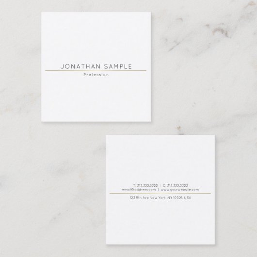 豪華な洗練されたシンプルな正方形のデザインの金ゴールドの平野 スクエア名刺 (正面/裏面)