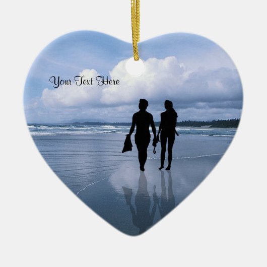 豪華な海洋波およびビーチ セラミックオーナメント (正面)