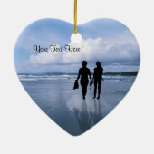 豪華な海洋波およびビーチ セラミックオーナメント (裏面)