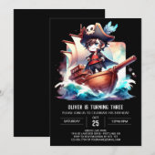 豪華な海賊の誕生日パーティー 招待状 (正面/裏面)