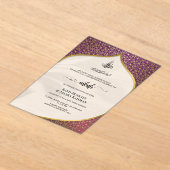 豪華な深いパープル&金ゴールド幾何学イスラム アクリル招待状 (レイダウン)