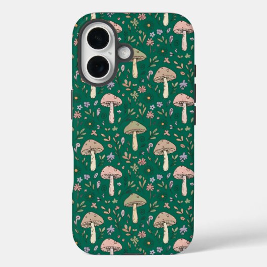 豪華な深エメラルドグリーンの菌類シームレスパターン Case-Mate iPhoneケース (裏面)