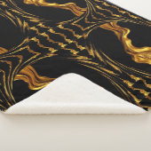 豪華な渦巻き 液体のような金 黒一色の贅沢 シェルパブランケット (3/4)