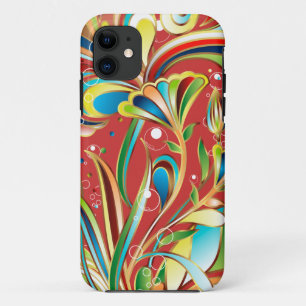 豪華な渦巻く花 iPhone 11 ケース