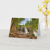 豪華な滝の写真の挨拶状 カード (黄色い花)