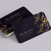 豪華な濃紫エレガントフェイク金ゴールド箔の葉 名刺