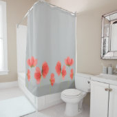 豪華な灰色と赤のフローラシャワーカーテン シャワーカーテン (インサイチュ)