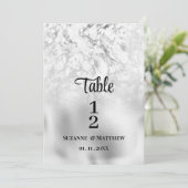 豪華な灰色の白い銀の大理石のテーブル番号 招待状 (スタンド正面)