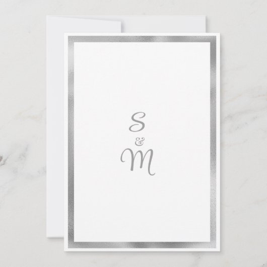 豪華な灰色の白い銀大理石日付を保存 招待状 (裏面)