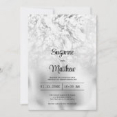豪華な灰色の白い銀結婚大理石 招待状 (正面)