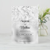 豪華な灰色の白い銀結婚大理石 招待状 (スタンド正面)