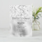 豪華な灰色の白い銀色の大理石ブライダルシャワー 招待状 (スタンド正面)
