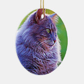 豪華な灰色猫 セラミックオーナメント (右)