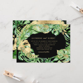 豪華な熱帯の黄金の結婚葉 招待状
