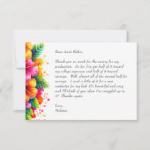 豪華な熱帯フローラ卒業 サンキューカード (裏面)