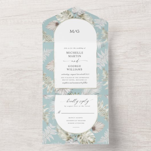 豪華な熱帯フローラ(ENVは不要) オールインワン招待状 (内側)