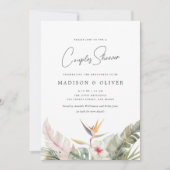 豪華な熱帯植物結婚のカップルのシャワー 招待状 (正面)