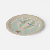 豪華な熱気の気球の中立ベビーシャワー ペーパープレート (アングル)