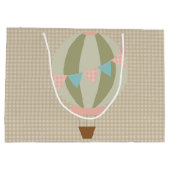 豪華な熱気の気球の中立ベビーシャワー ラージペーパーバッグ (裏面)