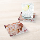 豪華な牡丹の花の背景 ガラスコースター (アングル)