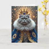 豪華な猫の誕生日カード カード (黄色い花)