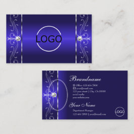 豪華な王室のブルーの四角い宝石のロゴ&写真 名刺