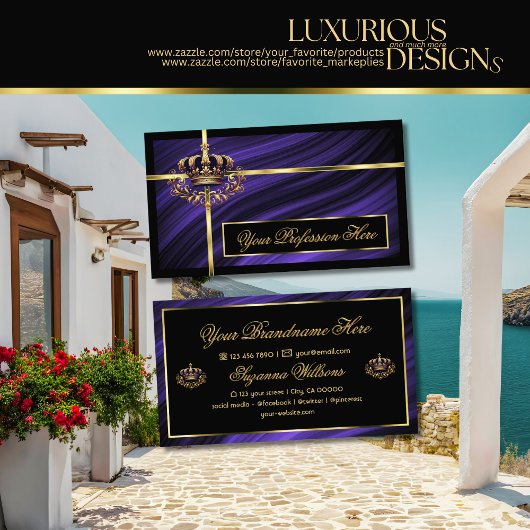 豪華な王室のブルー金ゴールドクラウン豪華で高貴 名刺