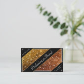 豪華な発光金ゴールドオレンジ色グラデーショングリッター 名刺 (スタンド正面)