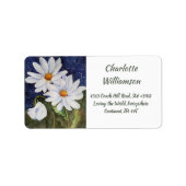 豪華な白いデイジーの花の水彩アドレス ラベル (正面)