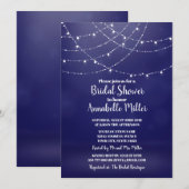 豪華な白い妖精のライト 青い結婚式のシャワープレゼント 招待状 (正面/裏面)