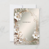 豪華な白い花柄フレームのサンキューカード サンキューカード (裏面)